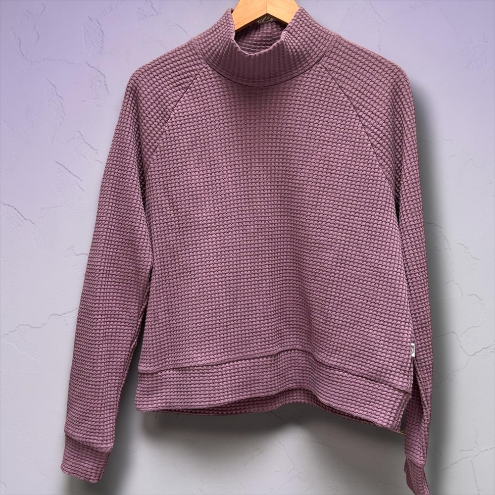 The North Face Womens Waffle Knit Mock Neck Pullover Mauve Medium
